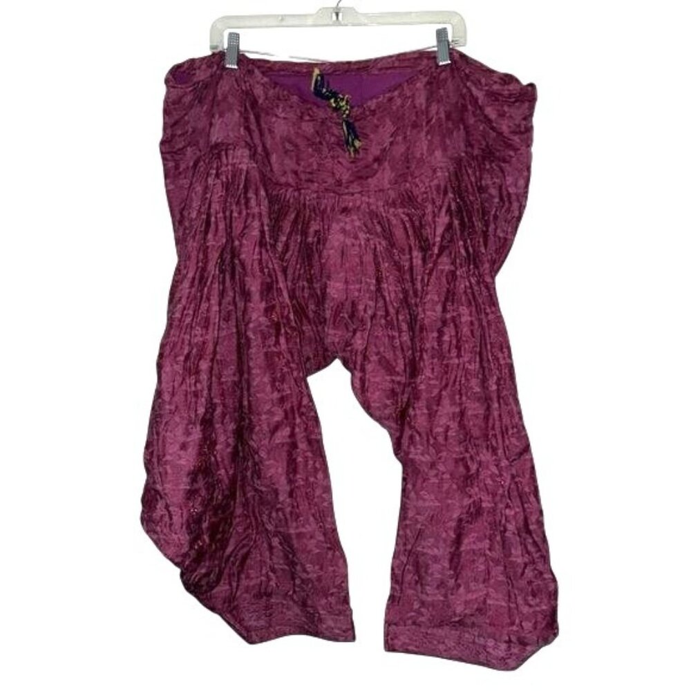 Bohemian Style Maroon Floral Print Harem Pants